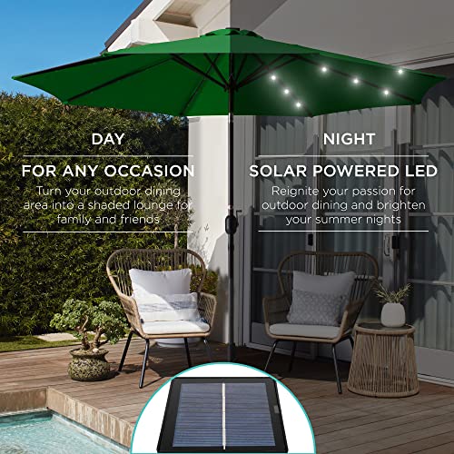10ft Solar Polyester LED Lighted Patio Umbrella w (10 Feet)