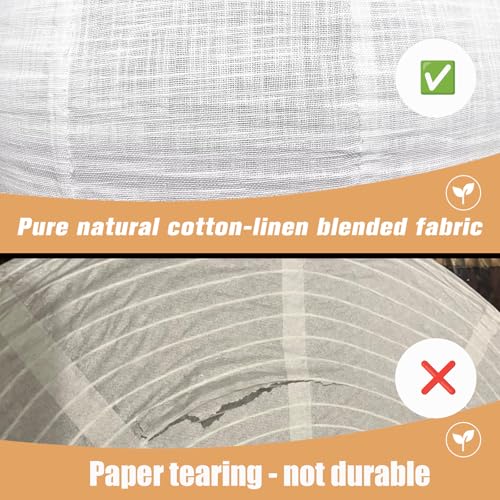 2PCS Hanging Lamp shade oval Can replace White Paper Lanterns 20INCH Linen Pendant Lampshade Handmade Hanging Lantern Minimalist White Suitable for the Living room Bedroom Kitchen (2 Count)