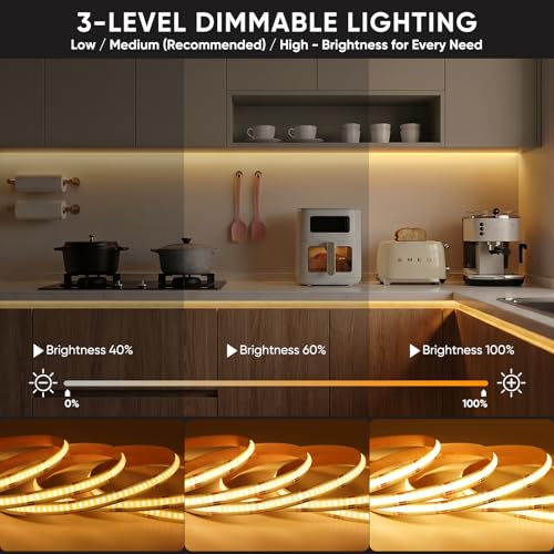 3 Pack Battery Powered COB LED Strip Lights (2700K-6000K / 3.3FT 320LEDs- 3Pack)
