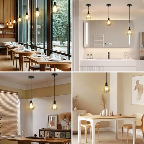 3 Pack Modern Black Farmhouse Pendant Light Fixture with E26 Base (3 Count)