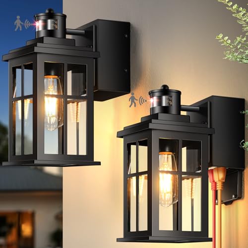 2 Pack Porch Lights Outdoor with GFCI Outlet (2 Count)