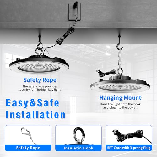 UFO LED High Bay Light 200W 12 Pack 5000K 30000LM High Bay LED Shop Light with Plug Alternative to 800W MH