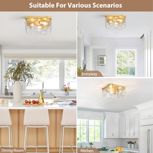 Close to Ceiling Light Fixture Gold Chandelier Modern Farmhouse Flush Mount Ceiling 3
