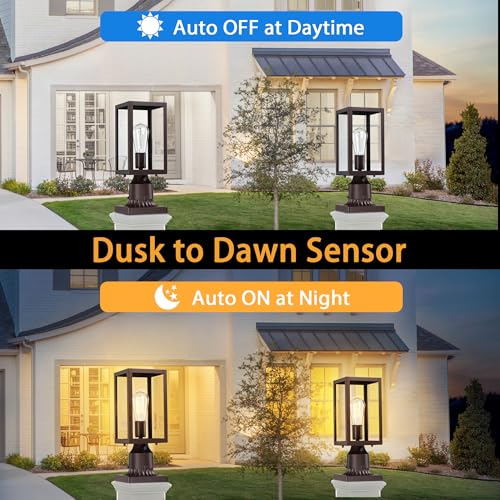 Dusk to Dawn Outdoor Post Lights with Pier Mount Base 2 (2 Count)
