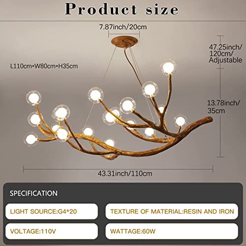 20 Light Tree Branch Chandelier Farmhouse Ceiling Light