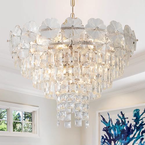 Flower Crystal Luxury Chandelier Gold 24" 12