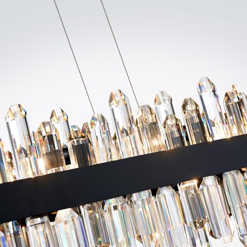 Black Oval Crystal Chandelier L35.4 inch