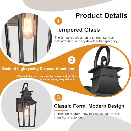 ALVIME 19" Matte Black Large Outdoor Wall Sconce