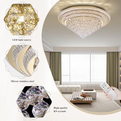 40" Gold Crystal Chandeliers