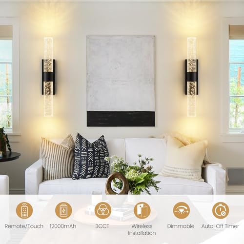 Battery Operated Wall Sconces Set of 2