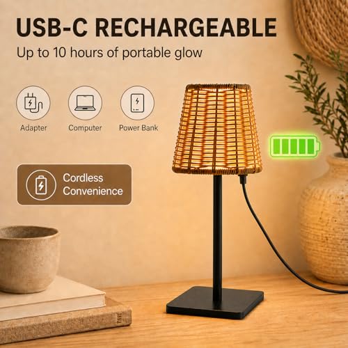 2 Pack Rattan Table Lamp (2 Count)
