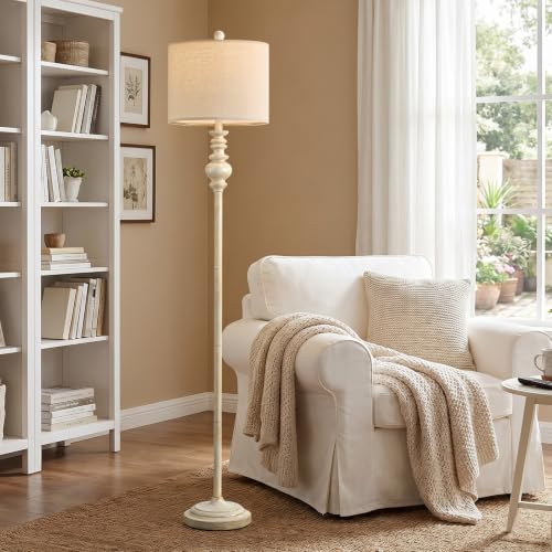 64.25" Farmhouse Floor Lamp with Remote (Warm White & Gold)
