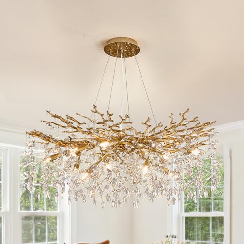 Modern Tree Branch Crystal Chandelier Luxury Gold Crystal Pendant Lighting 40" Contemporary 14