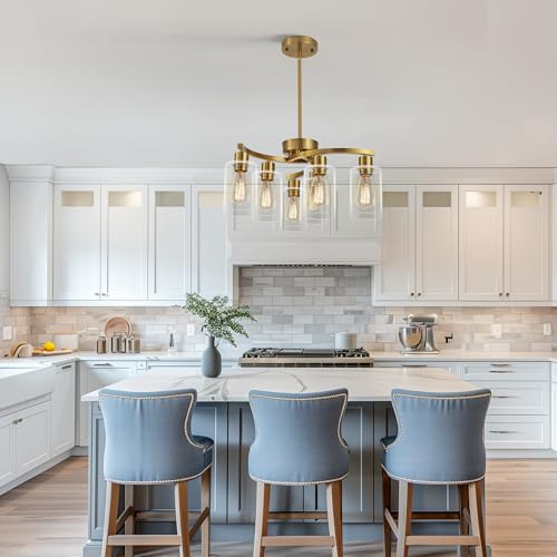 6 Light Gold Chandeliers for Dining Room