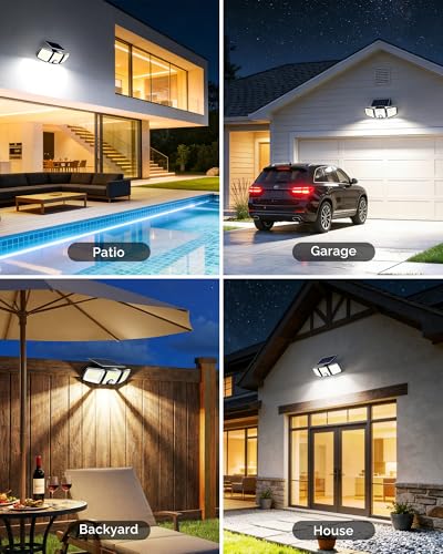 2 Pack Solar Flood Outdoor Lights with Motion Sensor 3 Modes