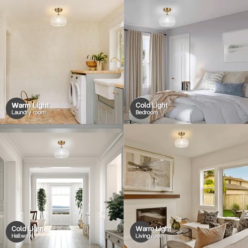 Glass Semi Flush Mount Ceiling Light Fixture