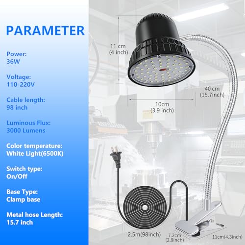Clamp Light 3000 Lumen Work Light with Strong Metal Clamp Base for Office