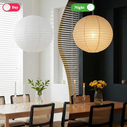 2Pcs Round White Paper Lantern Lampshade (2 Count)