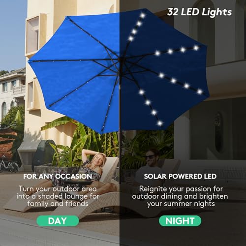 9FT Outdoor Patio Umbrella with Solar Lights