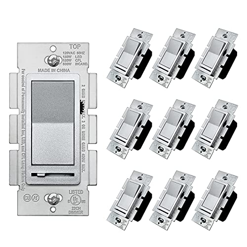 10 Pack Matte Silver Dimmer Light Switch (10 Count)
