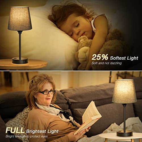 Black Bedside Lamps Set 2 for Bedroom (2 Count)