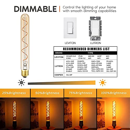Vintage LED Spiral Filament Bulb T10 (4 Count)