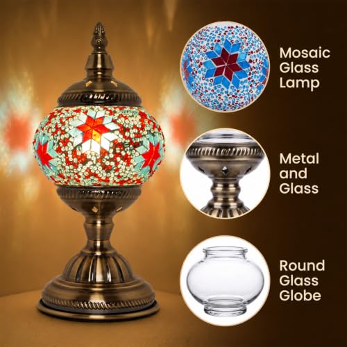 Turkish Lamp with Mosaic Kit for DIY Adults Crafts Set (Deep Blue)