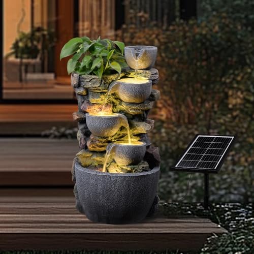 24'' Stacked Rock Solar Powered Water Fountain