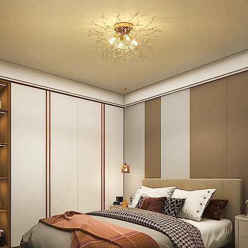 Gold Crystal Flush Mount Ceiling Light