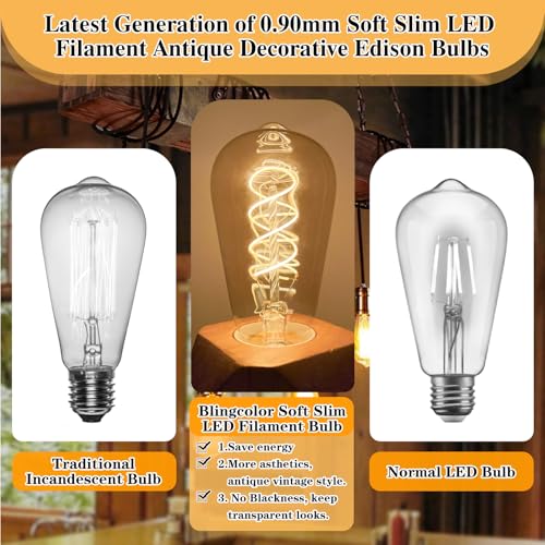 E26 LED Vintage Edison Light Bulbs 40 Watt (4 Count)