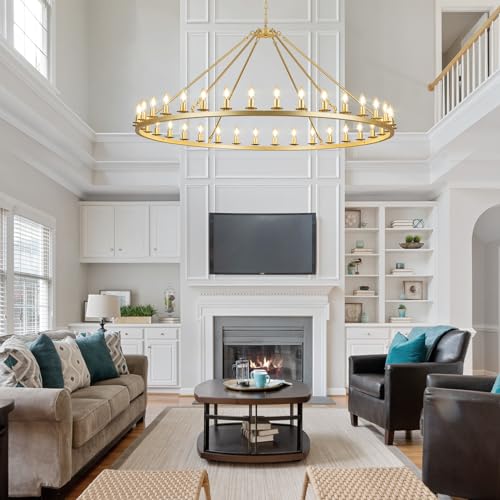 Gold Wagon Wheel Chandelier 60