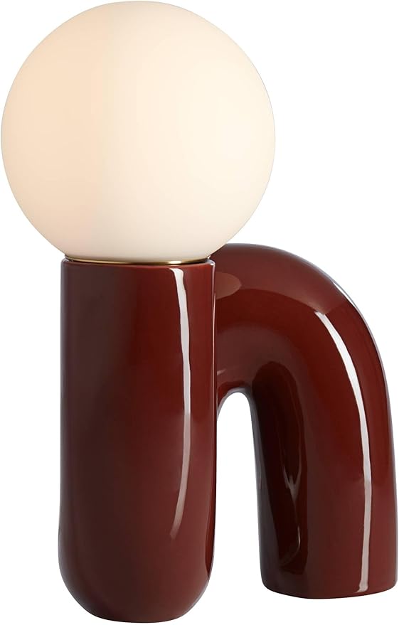 360 Lighting Fondant 11 1/2" Small Mid Century Modern Accent Table Lamps Set of 2 Chocolate Brown Ceramic Glass White Shade Living Room Bedroom Bedside Nightstand House Office Home