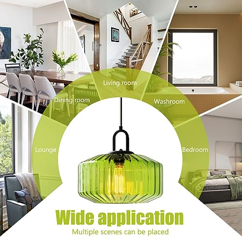 Green Glass Pendant Light Fixture Kitchen Modern Black Pendant Light
