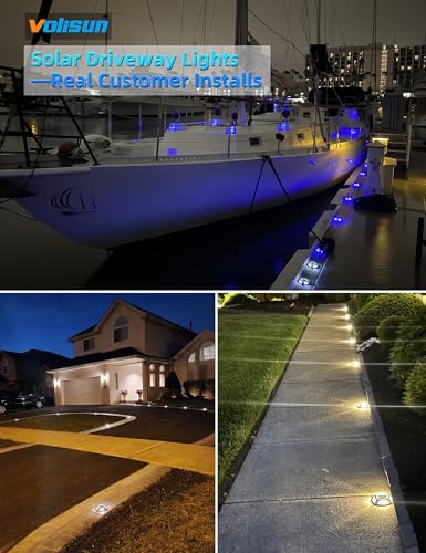Solar Driveway & Deck Lights 12 Pack Dock Marine Ground LED Lights (12 Count)