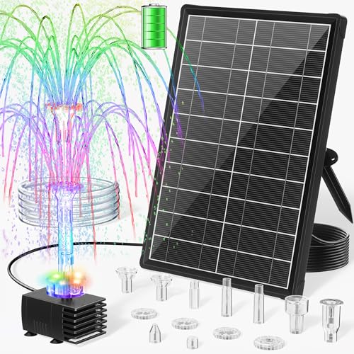 8W Solar Fountain Pump with 3200mAh Battery Backup & LED Lights