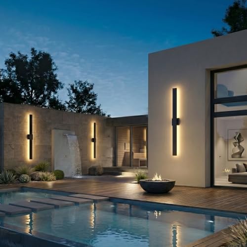 2 Pack LED Outdoor Wall Sconce Dimmable (47.2in)