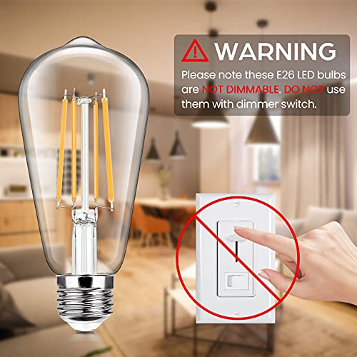 4 Pack Vintage LED Edsion Bulbs 100W Equivalent (4 Count)