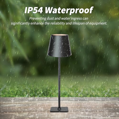 Outdoor Waterproof Cordless Set of 2 Rechargeable Portable Top Touch Battery Operated Powered LED Table Lamp Desk Lamp Lights for Restaurant Kitchen Patio Dinner Dining (2 Count)