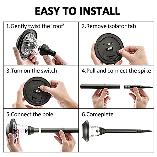 Metal & Glass Solar Lights Outdoor (8 Count)