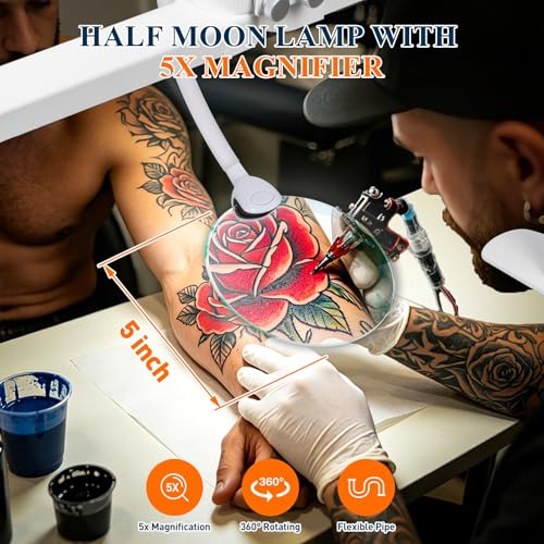 Half Moon Nail Desk Lamp with 5X Magnifier & Phone Holder (5 Count)