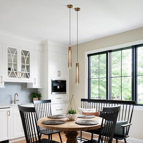 Lighting Mid Century Modern Pendant Light Fixture Crystal Long Kitchen Pendant Lighting Over Island Contemporary Amber Glass Ceiling Pendant Lamp for Dining Room