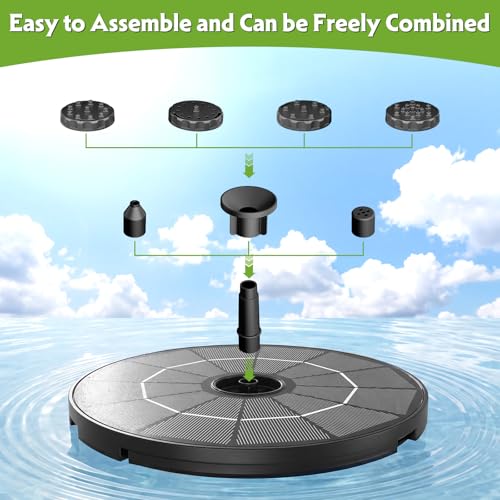 2.8W Solar Fountain Pump with 6 Nozzles & Ground Stakes 3.9ft Cord