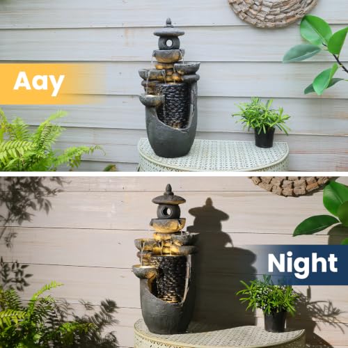 Zen Tiered Rock Water Fountain Outdoor