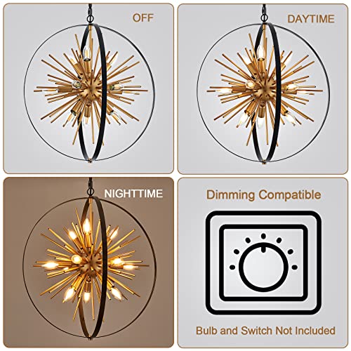 23.2" Black Gold Globe Sputnik Chandelier
