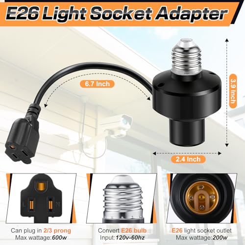 3 in 1 E26 Light Socket Outlet Adapter