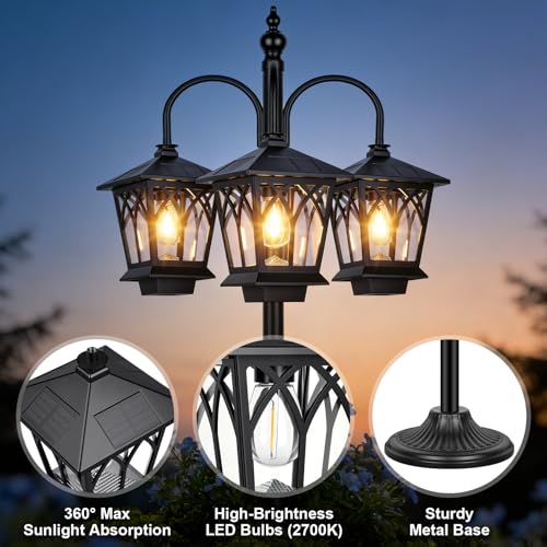 6FT Aluminum Solar Lamp Post Light Outdoor Waterproof