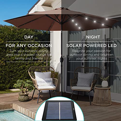10ft Solar Polyester LED Lighted Patio Umbrella w (10 Feet)