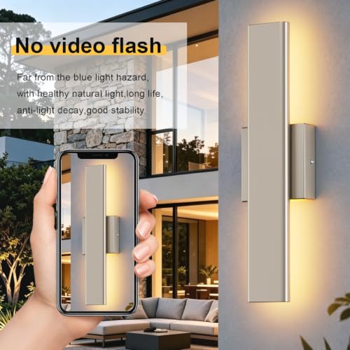 15.7" Nickel LED Outdoor Wall Sconce