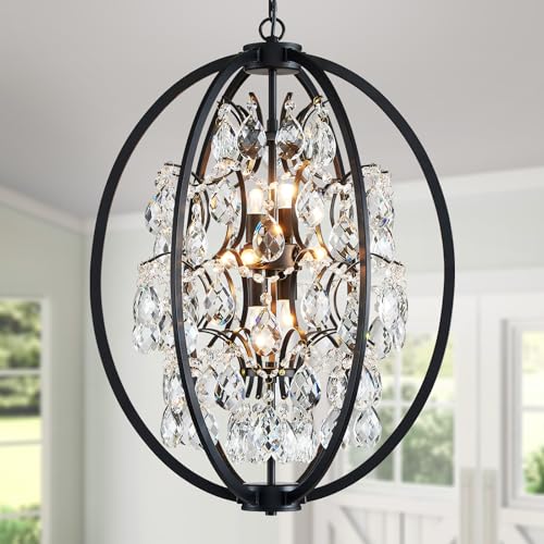 Globe Crystal Chandelier Raindrop Pendant Flushmount Ceiling Light Modern Lighting Fixture for Bedroom Hallway Bar Kitchen Bathroom