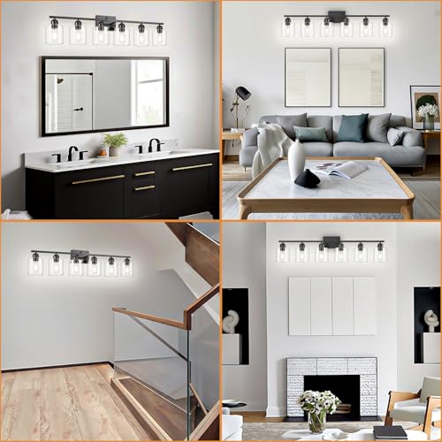 Black 6 Light Bath Vanity Lights for Mirror